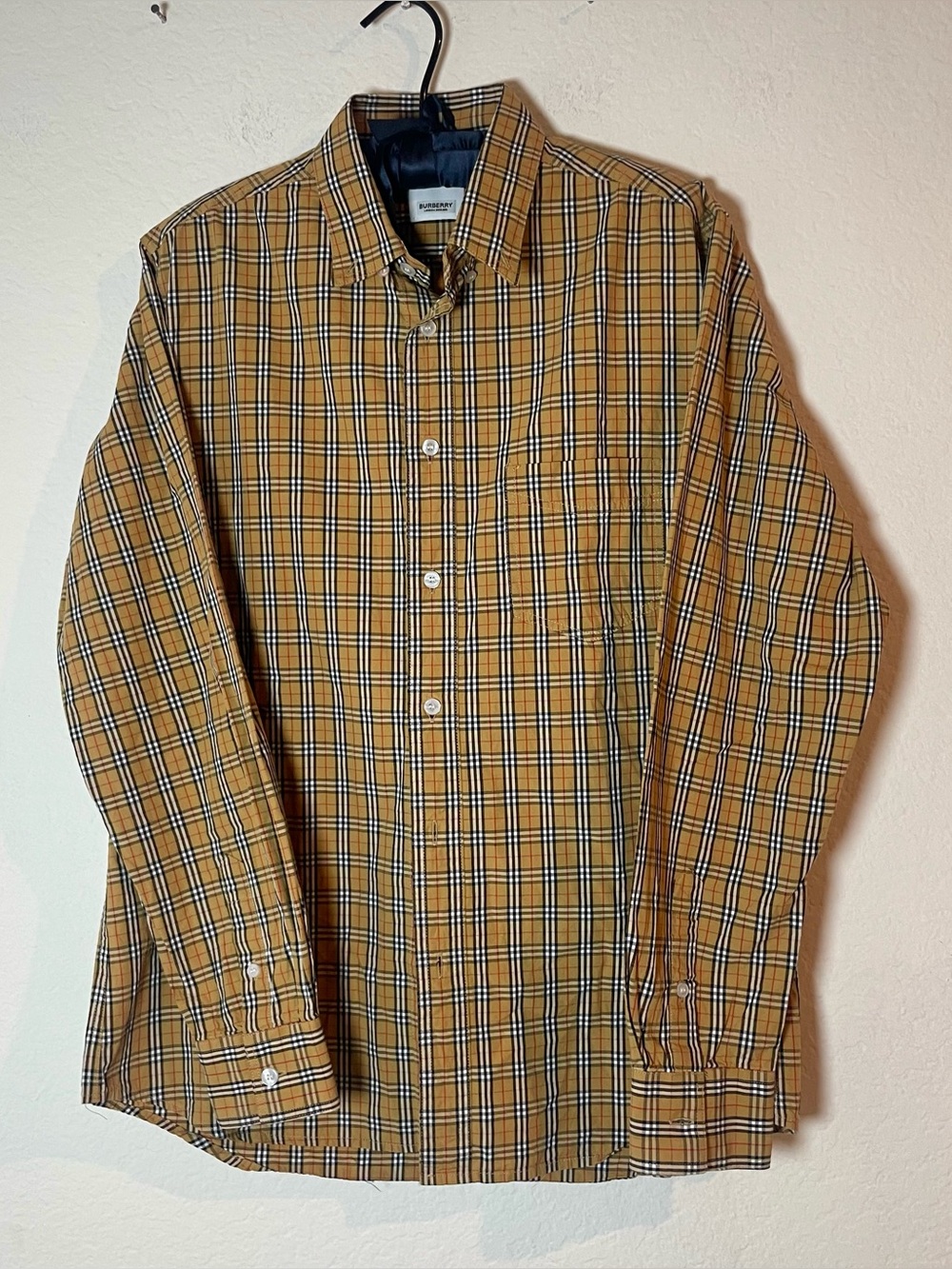 Burberry London Men’s Large Nova Check Plaid 100% Cotton Long Sleeve Shirt